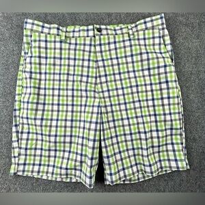 Chaps Golf 78 Mens Stretch‎ Flat Front Golf Shorts Blue/Green Plaid 38